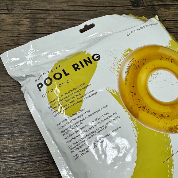 Gold glitter pool ring, Sunny Life gold disco pool ring, brand new NIB - Picture 5 of 7